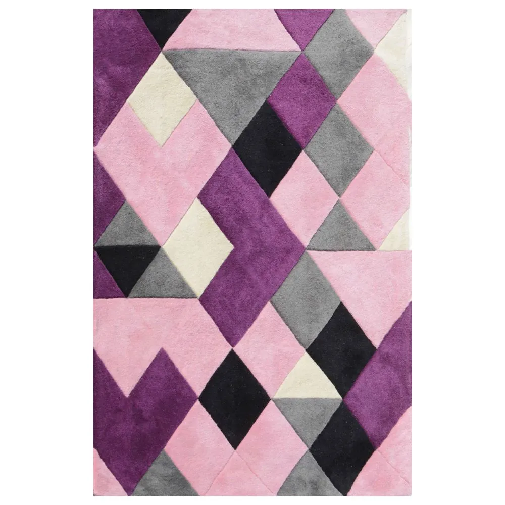 Abstract Patterned Purple & Pink Designer Area Carpet 2*5ft