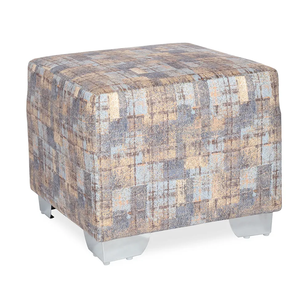 Abstract Printed Square Ottoman / Pouffe  With Metal Legs