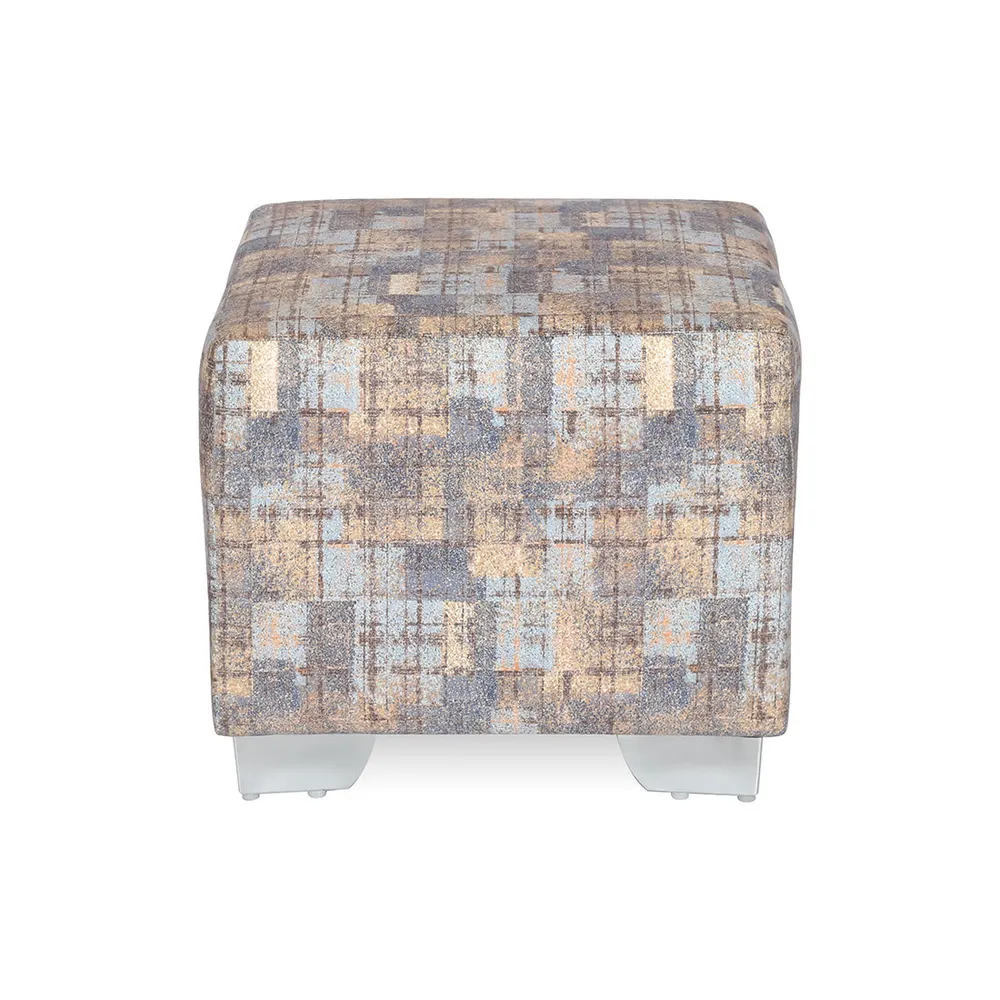 Abstract Printed Square Ottoman / Pouffe  With Metal Legs
