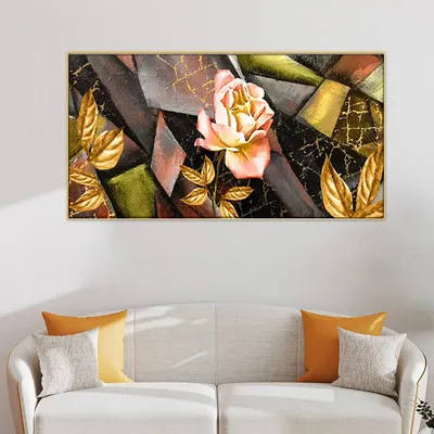 Abstract Rose Floral Wide  Abstract Design Canvas Printed Painting