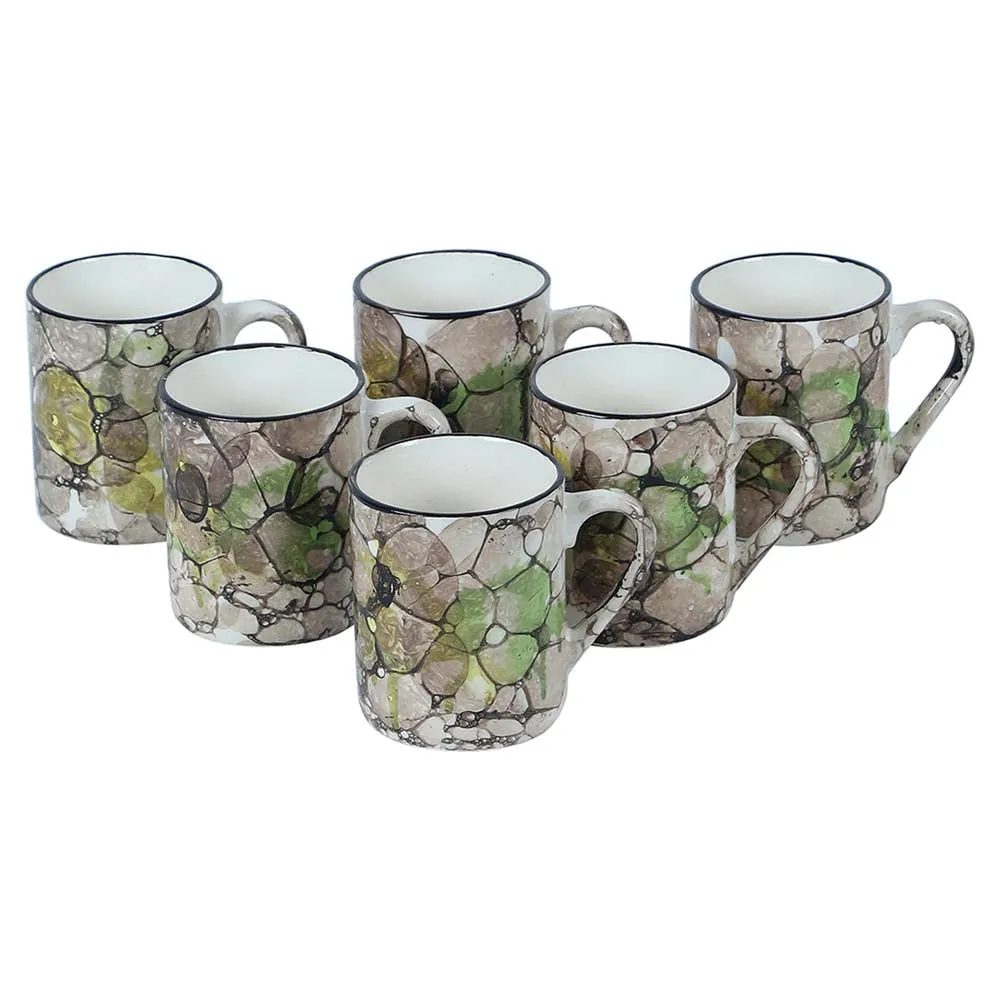 Abstract Shades Of Green Tea Cups Set Of 6 Tea Cups Set