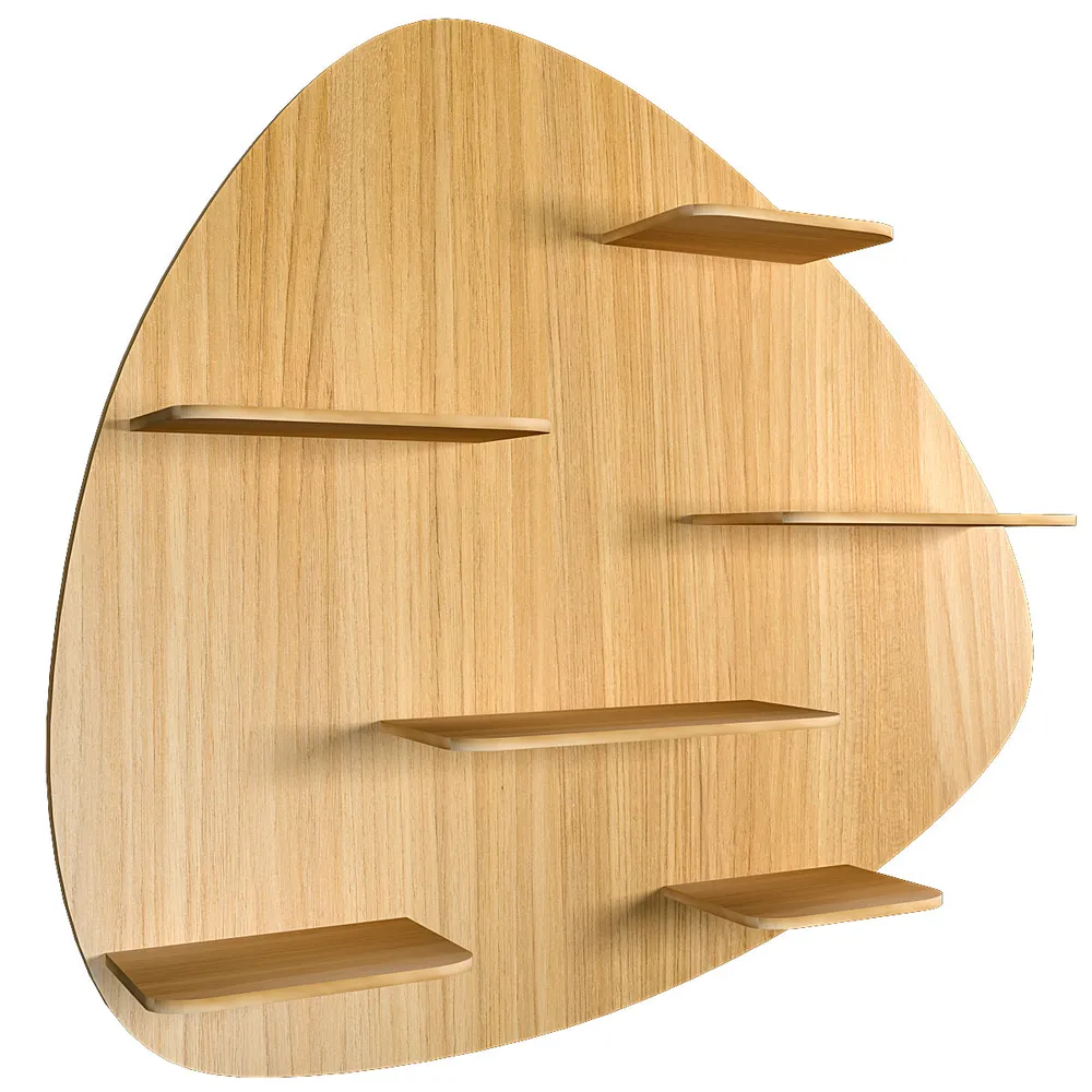Abstract Shape Backlit Wood Wall Shelf / Book Shelf / Night Light, Light Oak Finish Regular ( 34 inches x 30 inches )