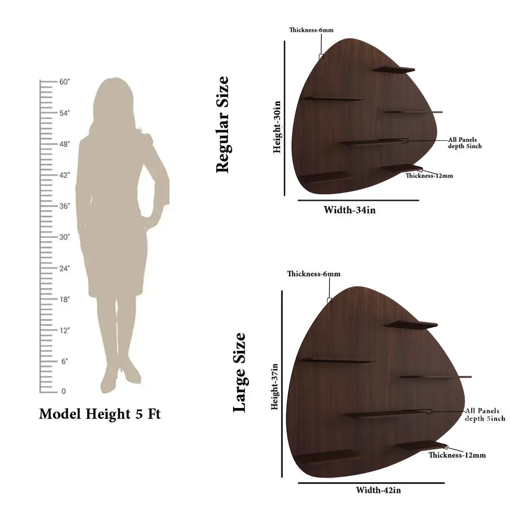 Abstract Shape Backlit Wood Wall Shelf / Book Shelf / Night Light, Walnut Finish Regular ( 34 inches x 30 inches )