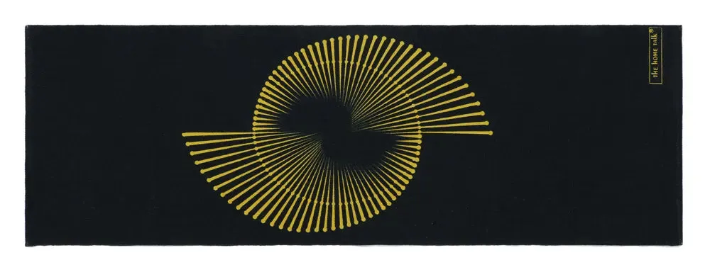 Abstract Spin Design 100% Cotton Non-Slip Black Designer Workout Mat- 2x6 ft