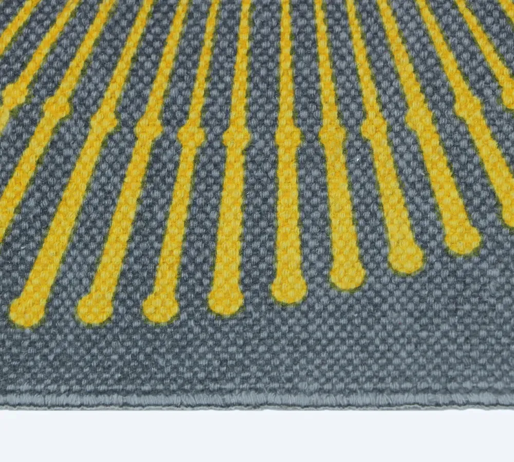 Abstract Spin Design 100% Cotton Non-Slip Grey Designer Workout Mat- 2x6 ft
