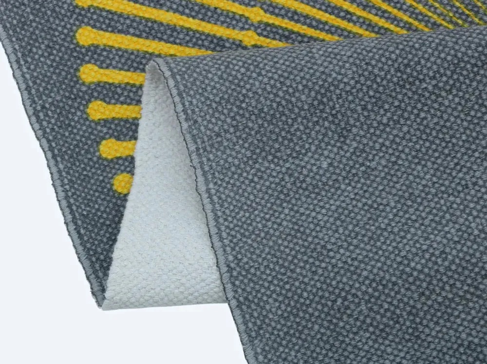 Abstract Spin Design 100% Cotton Non-Slip Grey Designer Workout Mat- 2x6 ft