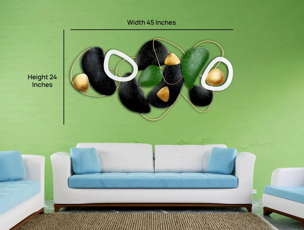 Abstract Stone-inspired Metal Wall Art Piece (Green & Black)