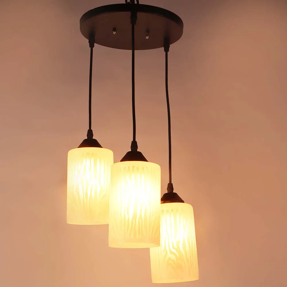 Abstract Textured Cylindrical Warm Cluster Ceiling Light