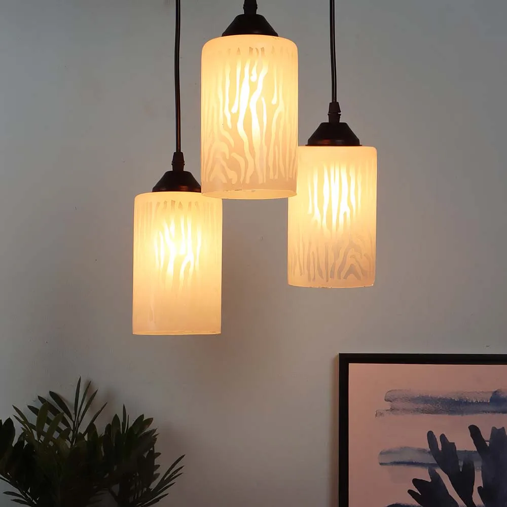 Abstract Textured Cylindrical Warm Cluster Ceiling Light