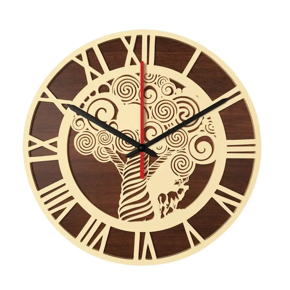Abstract Tree Dual Layer Wooden Wall Clock