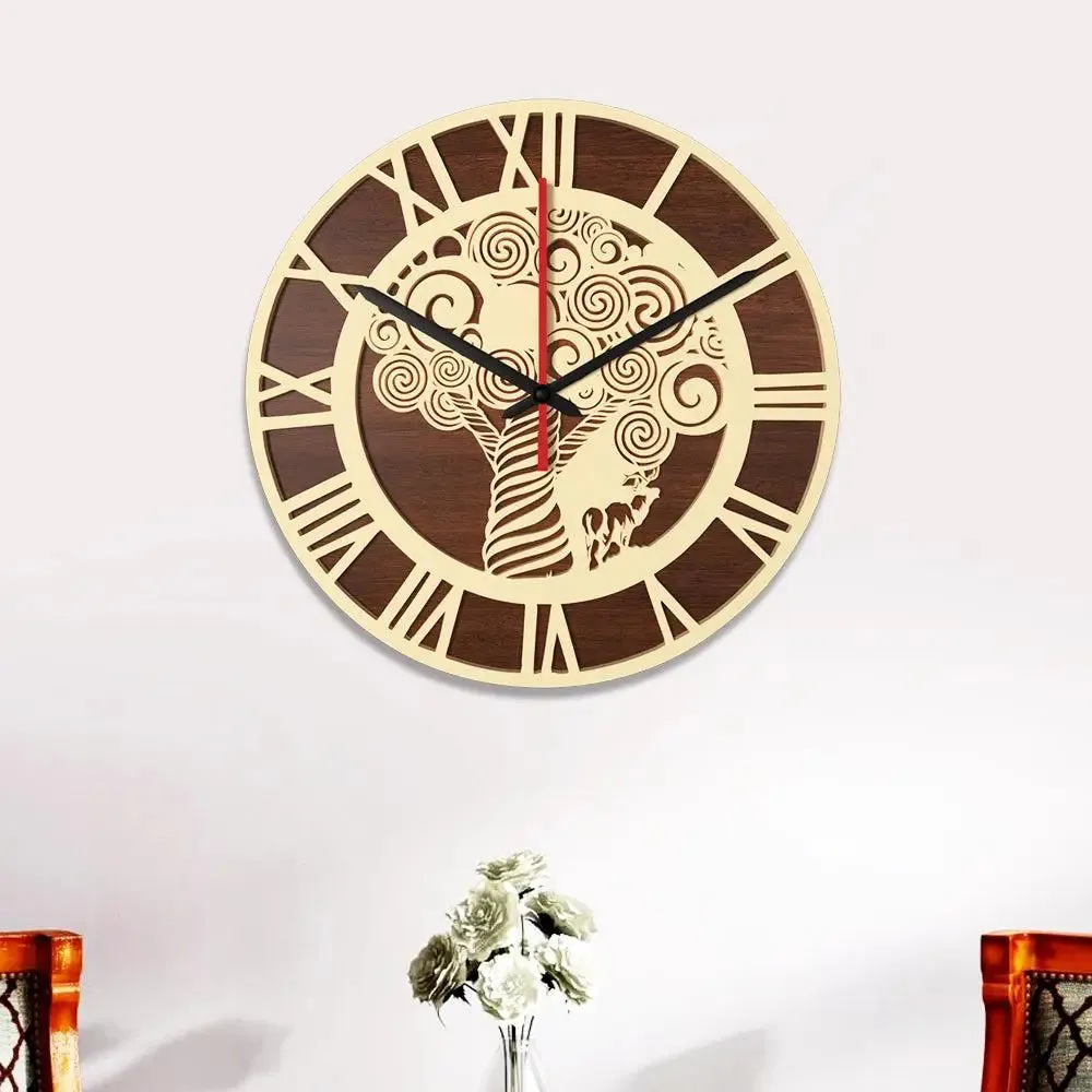 Abstract Tree Dual Layer Wooden Wall Clock