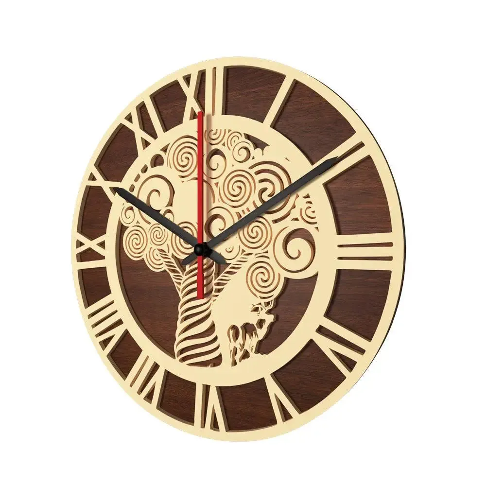 Abstract Tree Dual Layer Wooden Wall Clock