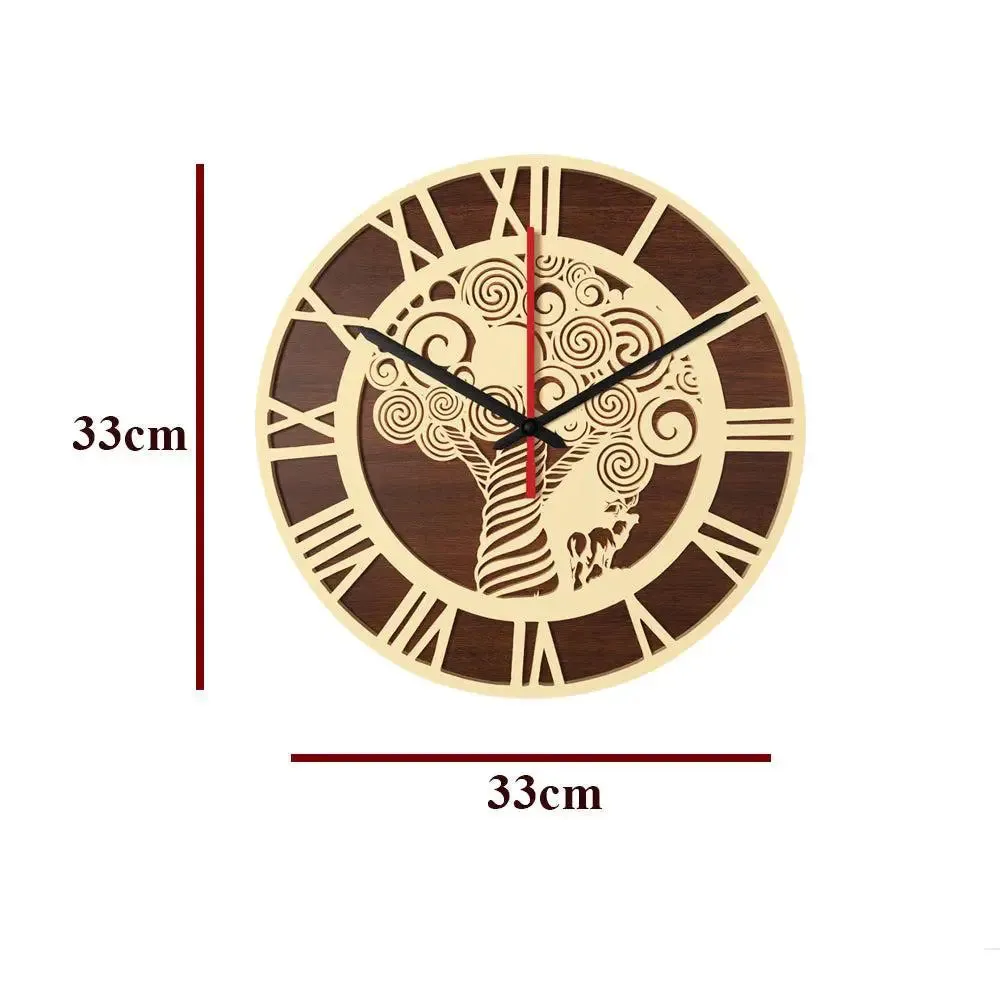 Abstract Tree Dual Layer Wooden Wall Clock