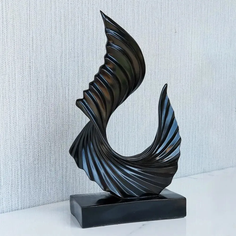 Abstract Twisted Tale Black Finished Polyresin Table Accent for Living Room