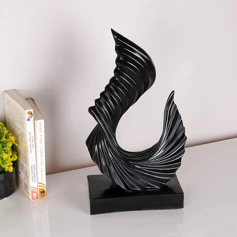Abstract Twisted Tale Black Finished Polyresin Table Accent for Living Room