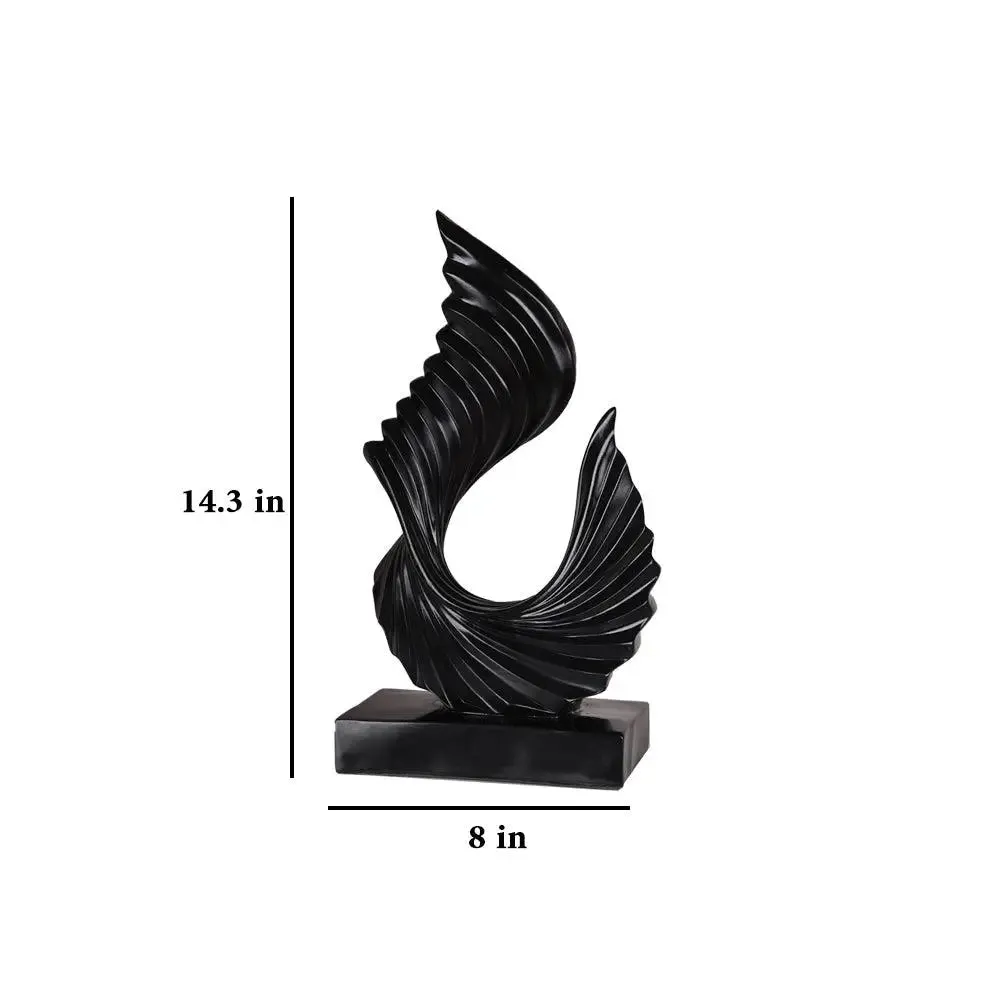 Abstract Twisted Tale Black Finished Polyresin Table Accent for Living Room