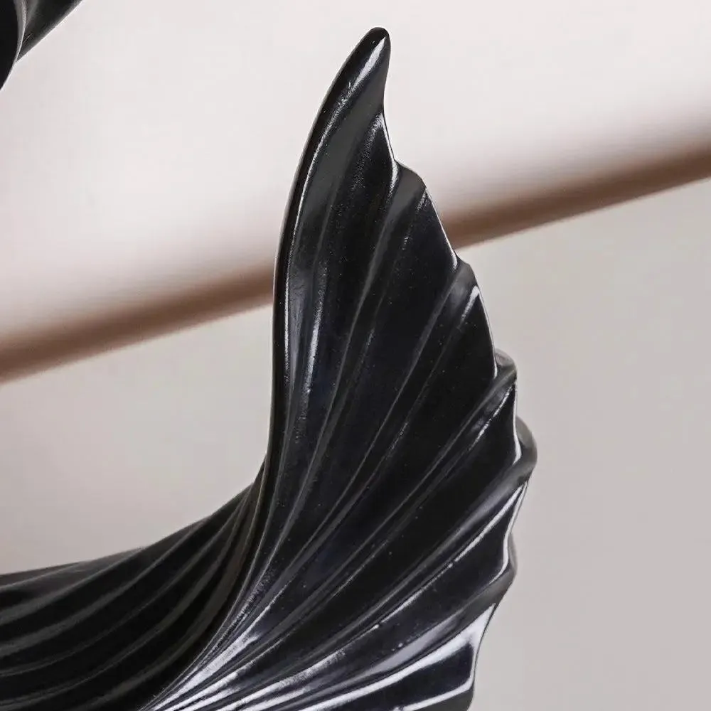 Abstract Twisted Tale Black Finished Polyresin Table Accent for Living Room