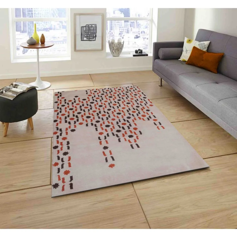 Abstract Urban Designer Beige Tufted Area Carpet 2X5ft