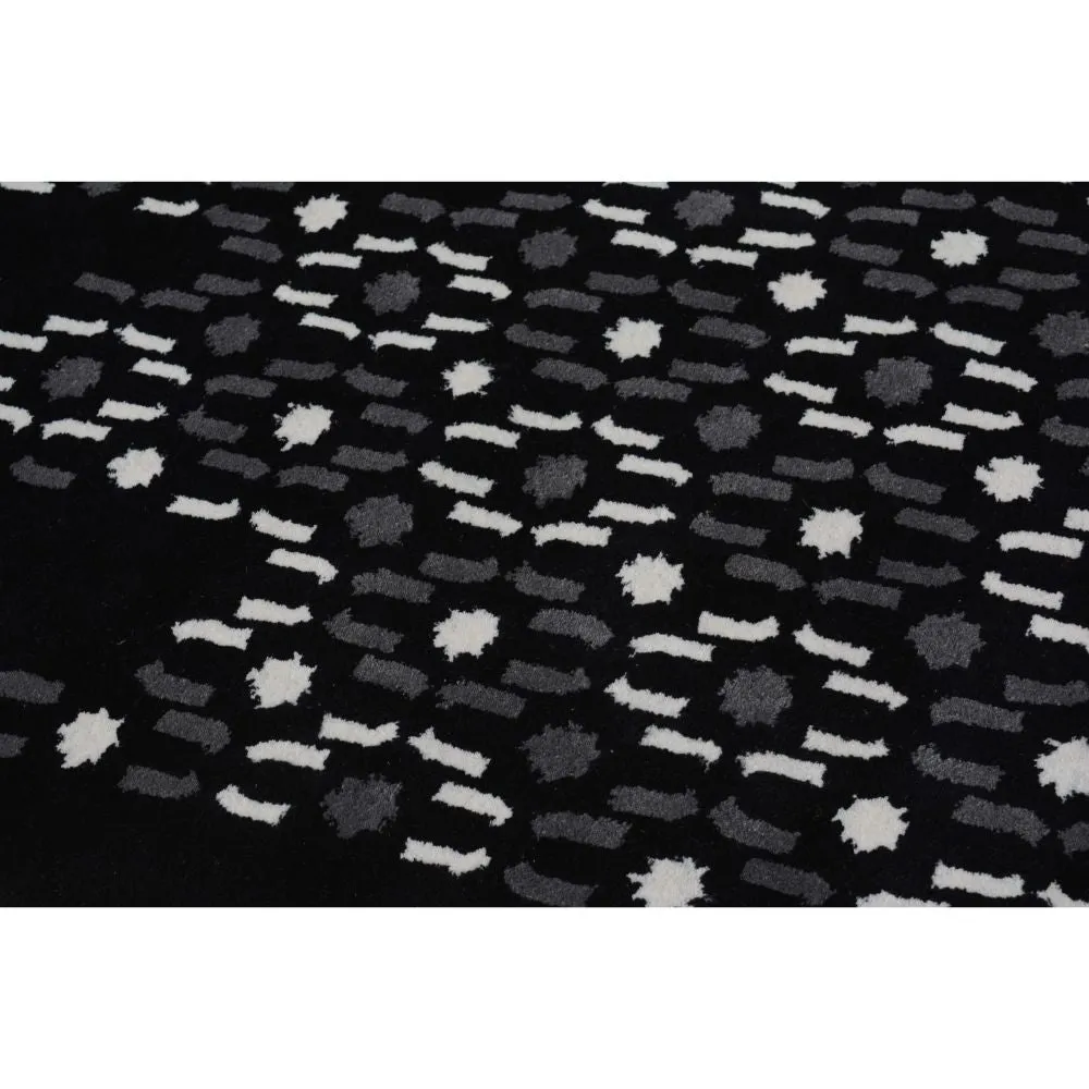 Abstract Urban Designer Black Tufted Area Carpet 2X5ft