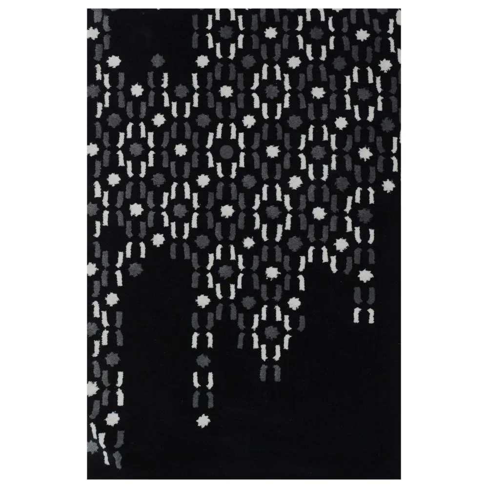Abstract Urban Designer Black Tufted Area Carpet 2X5ft