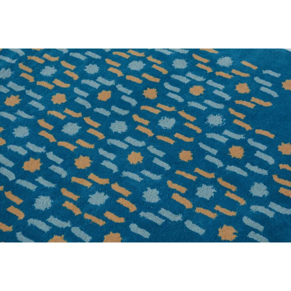 Abstract Urban Designer Blue Tufted Area Carpet 2X5ft