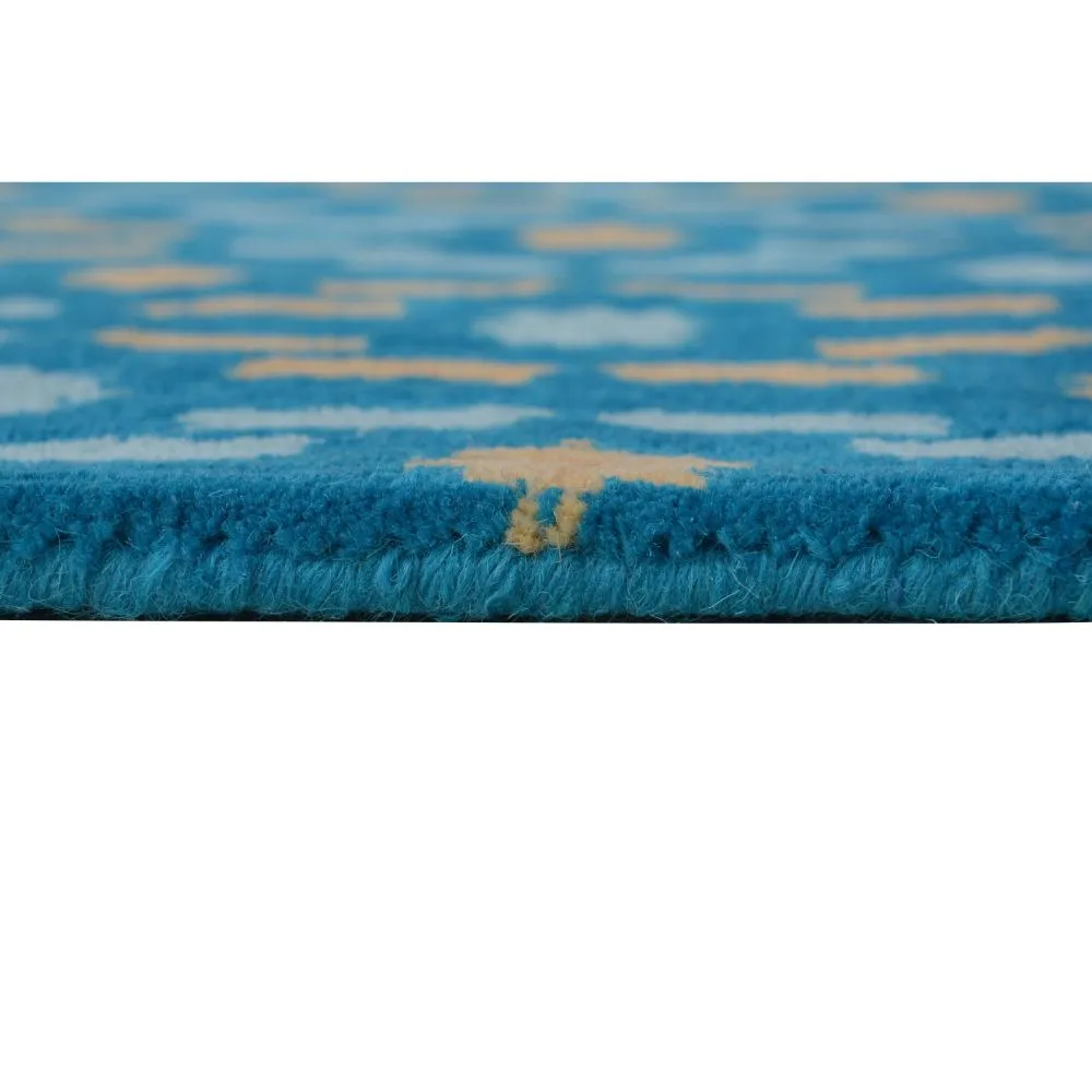 Abstract Urban Designer Blue Tufted Area Carpet 2X5ft