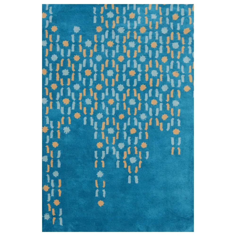 Abstract Urban Designer Blue Tufted Area Carpet 2X5ft