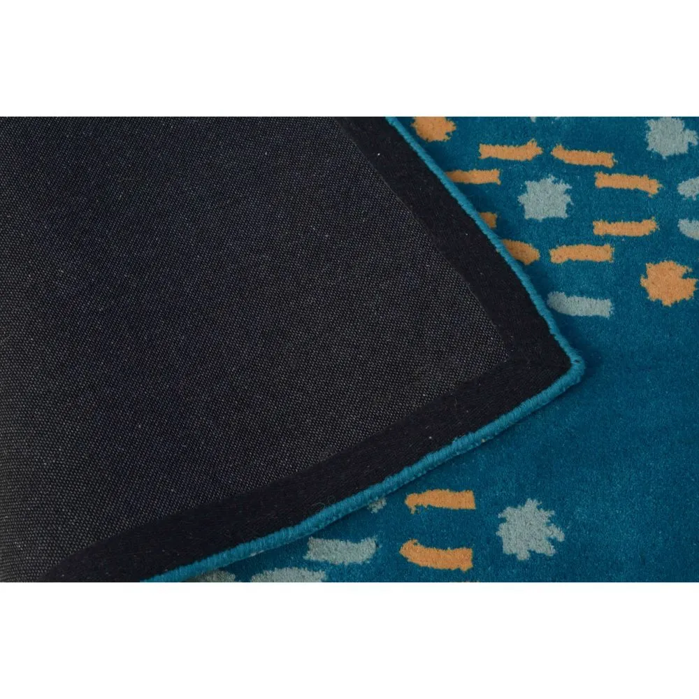 Abstract Urban Designer Blue Tufted Area Carpet 2X5ft