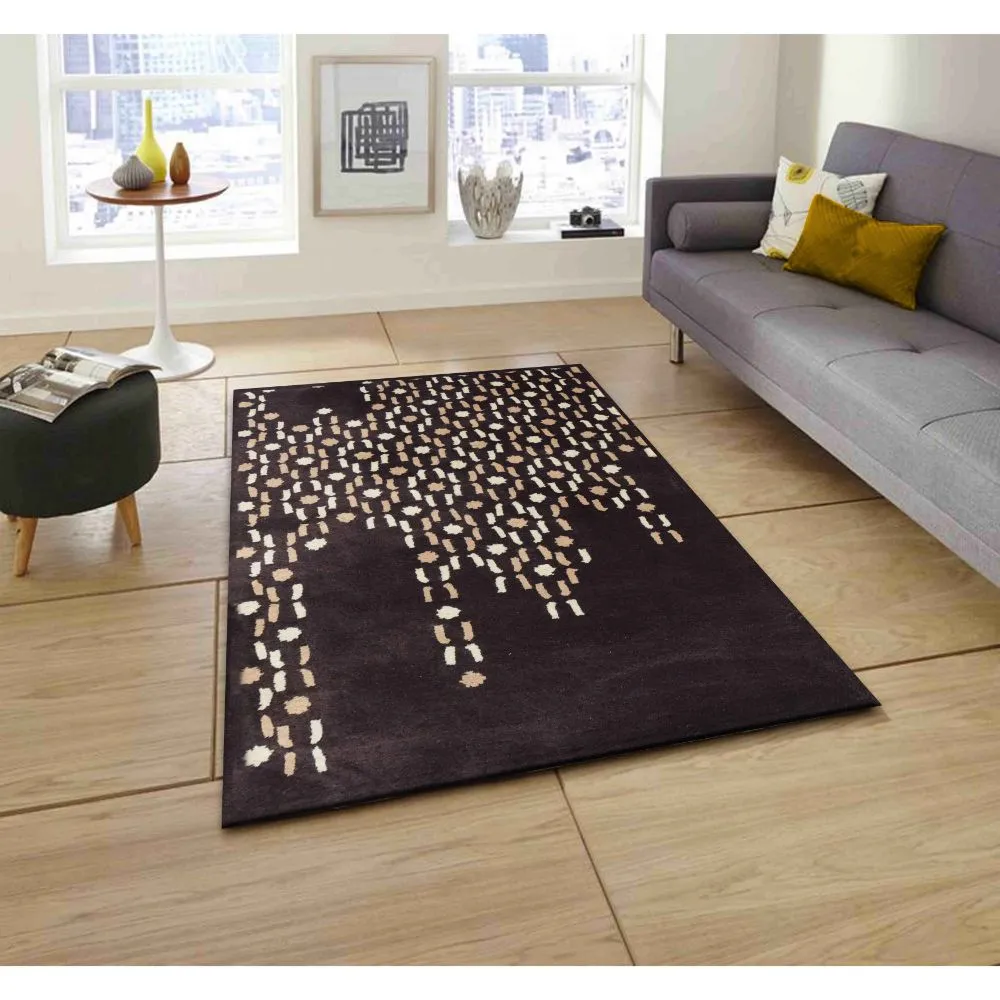 Abstract Urban Designer Brown Tufted Area Carpet 2X5ft