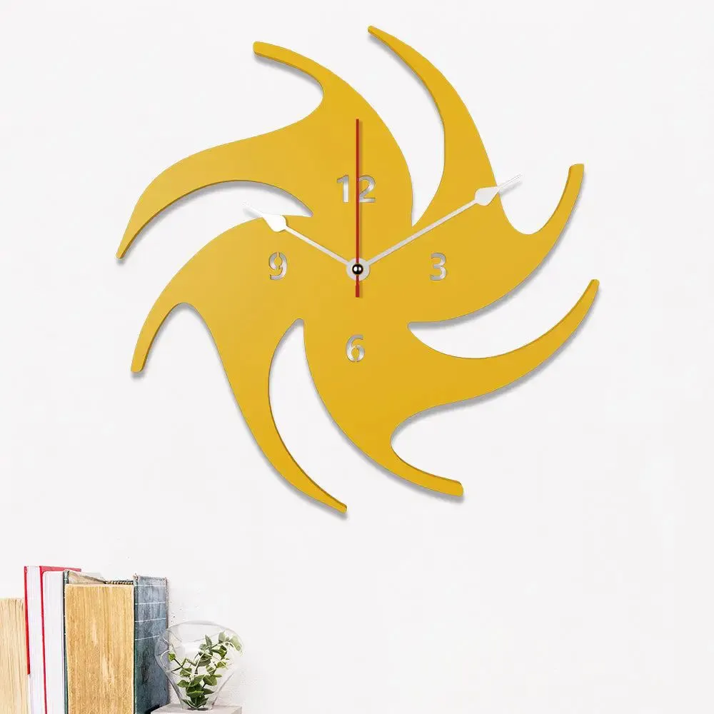 Abstract Volleyball in Yellow Color Wooden Wall Clock