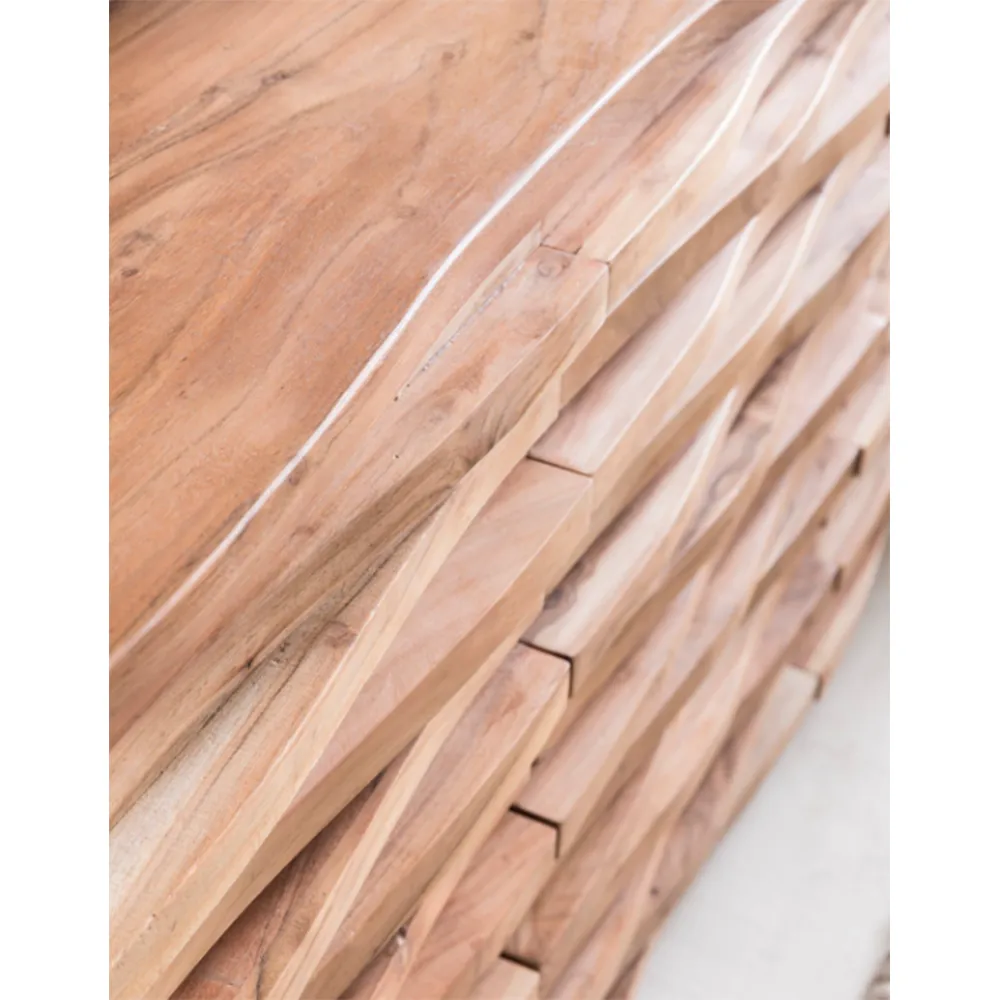 Acacia Wood Horizontal Patterned Side Board / Cabinet
