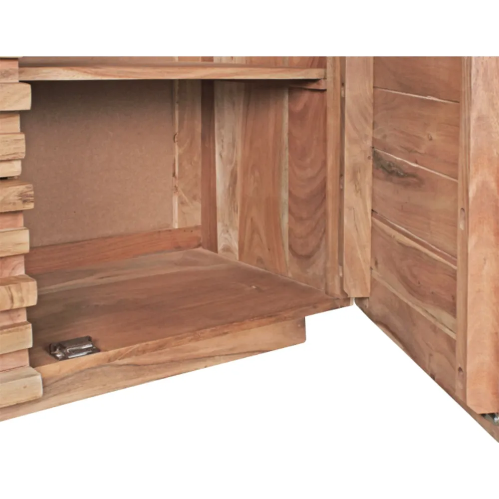 Acacia Wood Horizontal Patterned Side Board / Cabinet