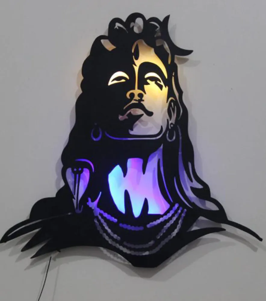 Adiyogi multi-colored LED Metal Wall Art Decor