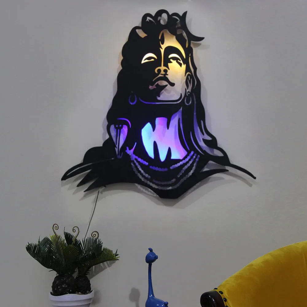 Adiyogi multi-colored LED Metal Wall Art Decor