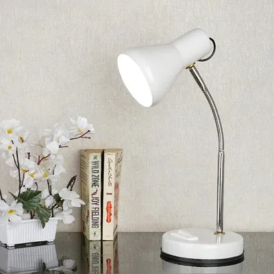 Adjustable White Mini Study Lamp with Sturdy Round Base