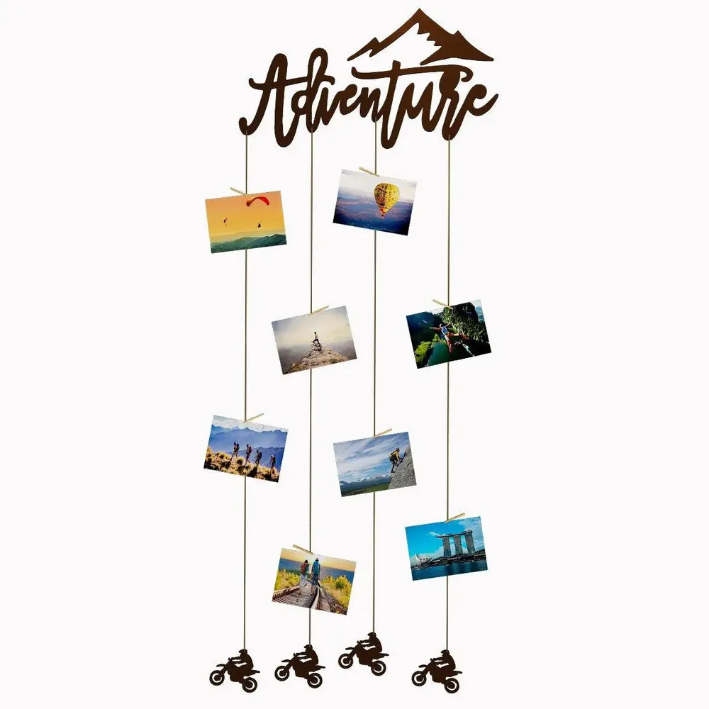 Adventure' Wood Photo Frame With Clips