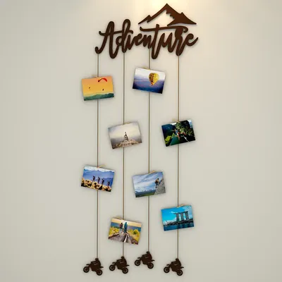 Adventure' Wood Photo Frame With Clips - WallMantra