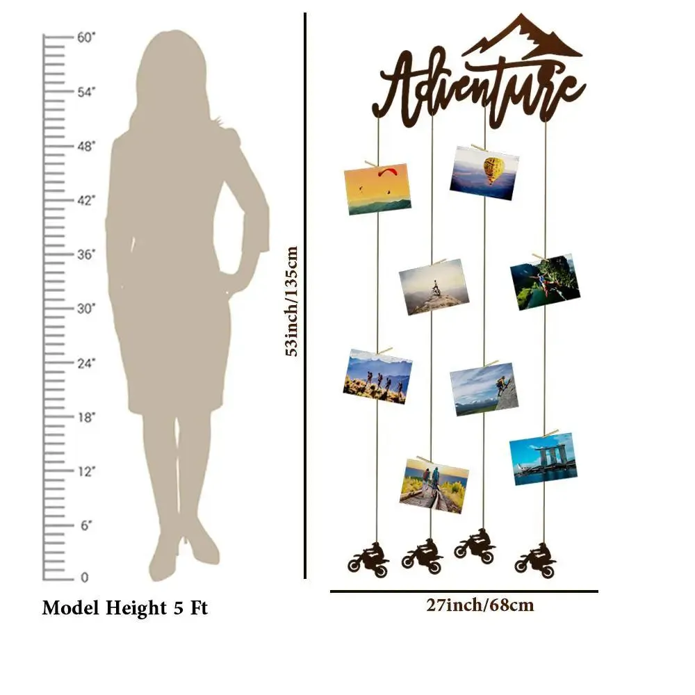 Adventure' Wood Photo Frame With Clips