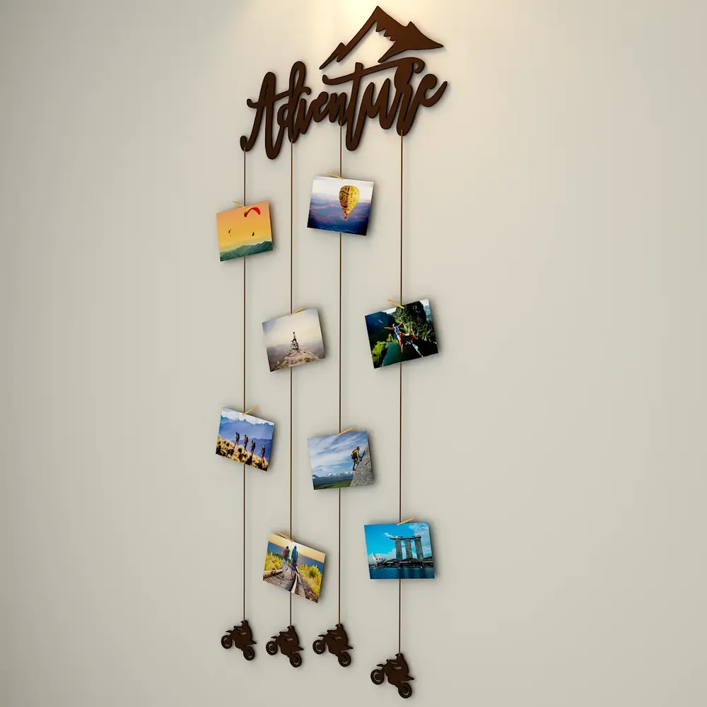 Adventure' Wood Photo Frame With Clips