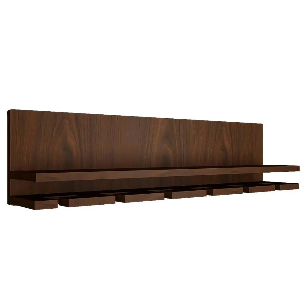 Aesthetic Backlit Wooden Bar Wall Shelf / Mini Bar Cabinet (Walnut Finish)