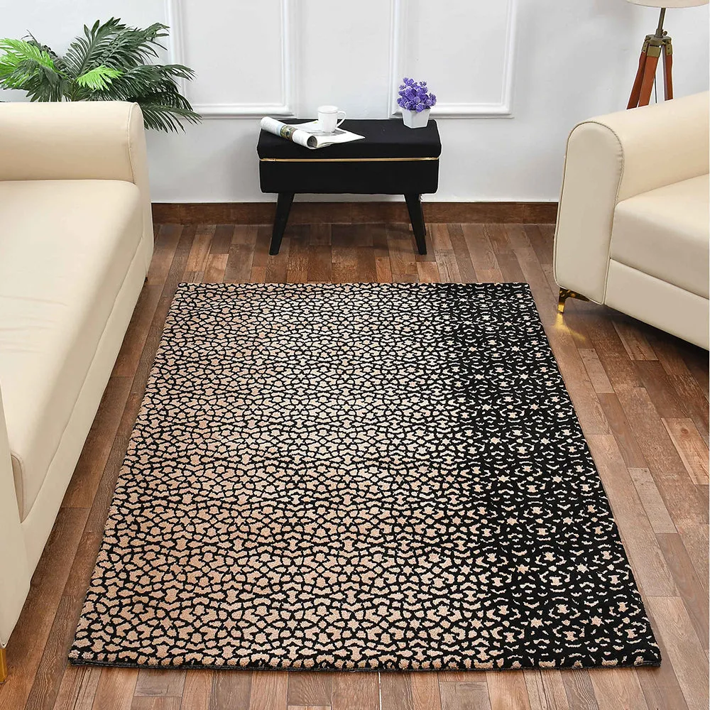 Aesthetic Black and Beige Abstract Print Polyester Carpet 2X5