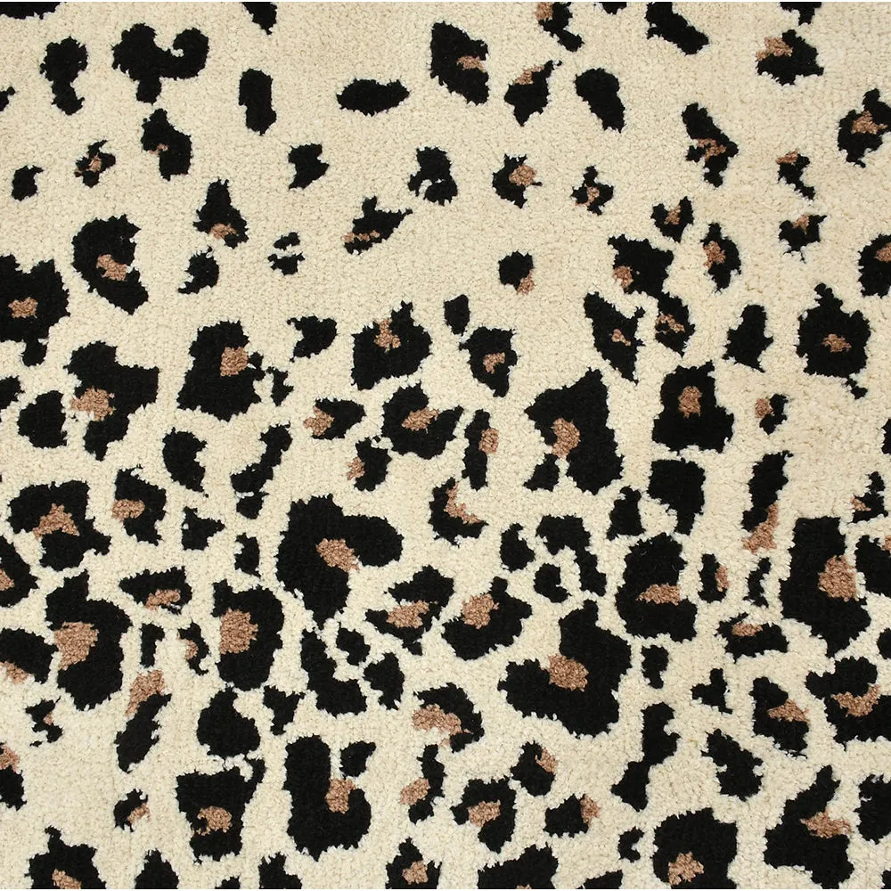 Aesthetic Black and Cream Abstract Print Hand Tufted Polyester Carpet 2X5