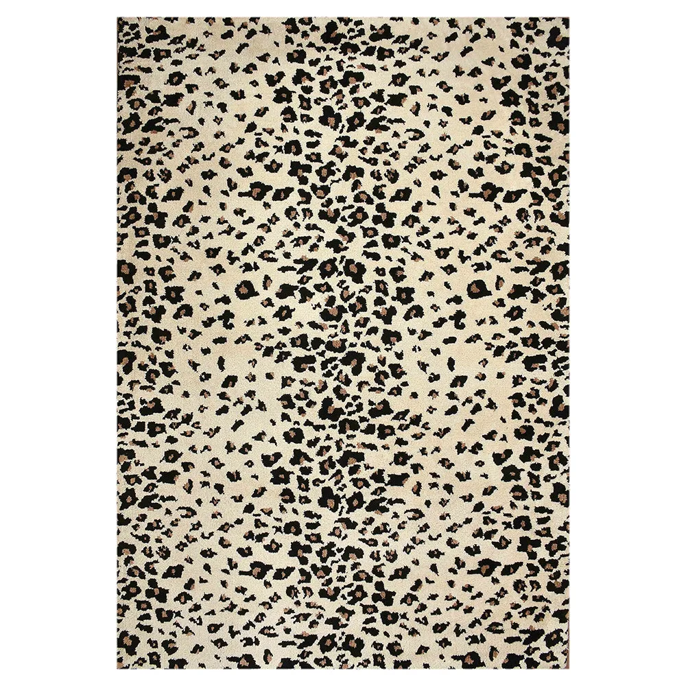 Aesthetic Black and Cream Abstract Print Hand Tufted Polyester Carpet 2X5