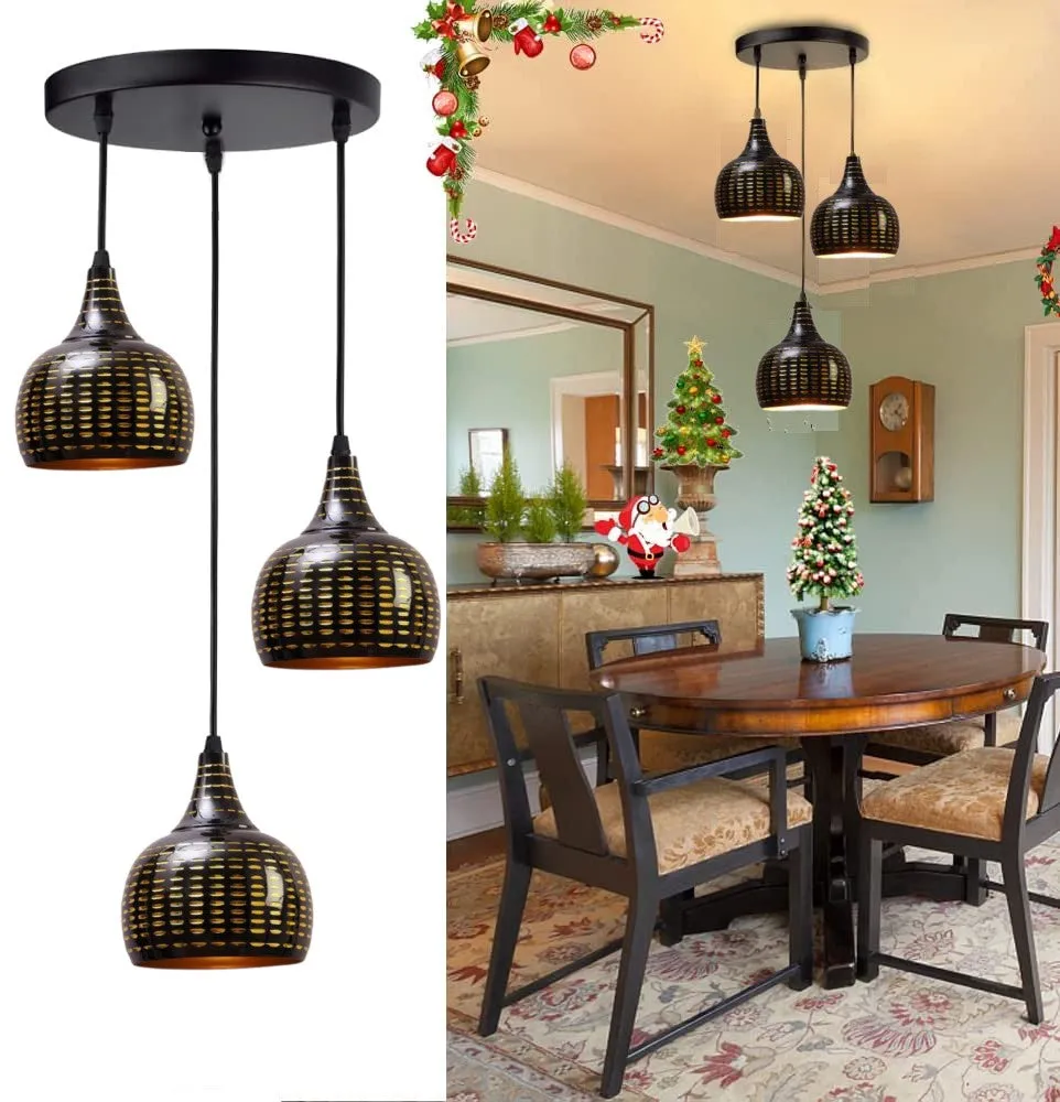 Aesthetic Black Triplet Ceiling Light (Bulb not included)