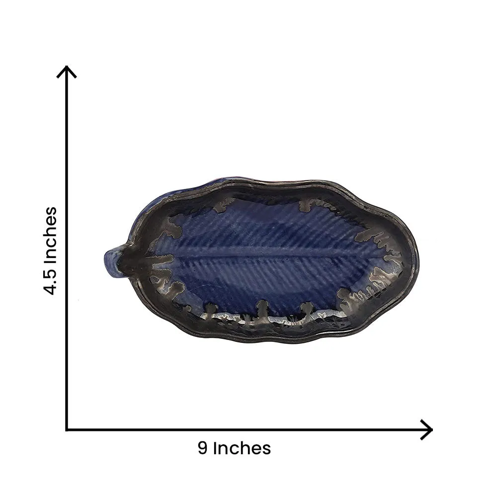 Aesthetic Blue Ceramic Snacks Platter Set Of 2
