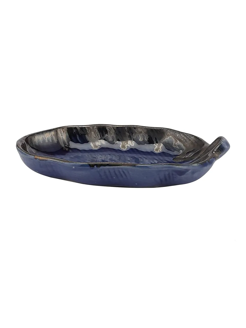 Aesthetic Blue Ceramic Snacks Platter Set Of 2
