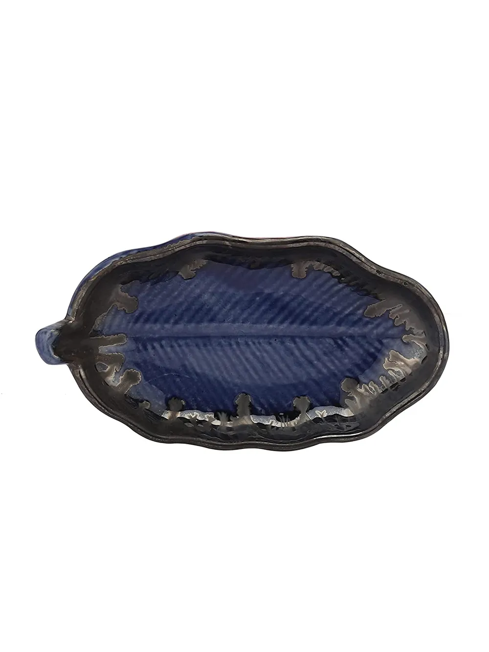 Aesthetic Blue Ceramic Snacks Platter Set Of 2