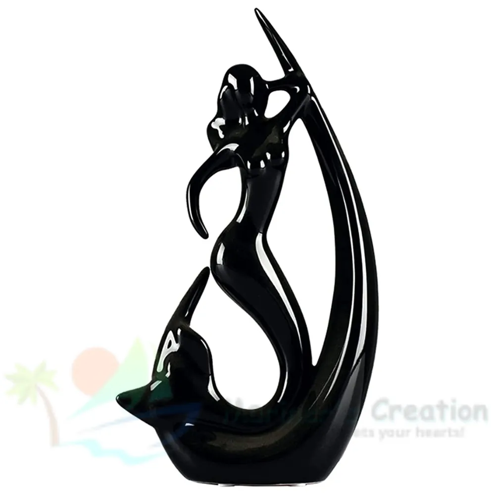 Aesthetic Ceramic Dancing Mermaid Table Accent Black
