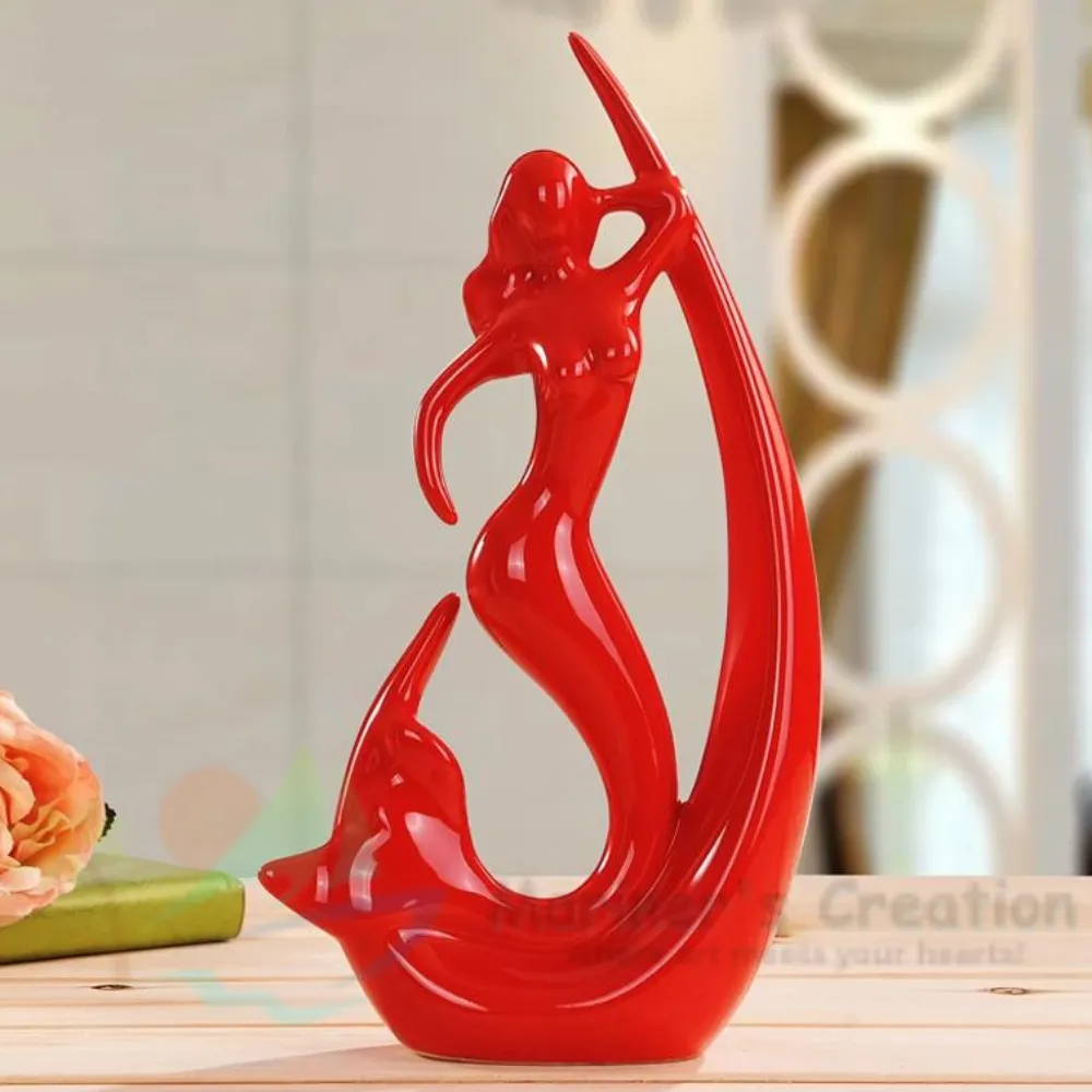 Aesthetic Ceramic Dancing Mermaid Table Accent Black