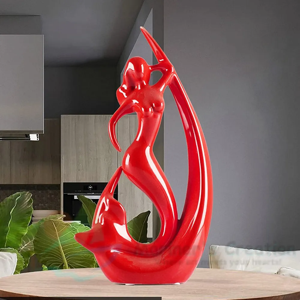 Aesthetic Ceramic Dancing Mermaid Table Accent Black